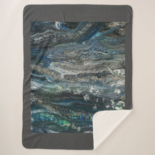 Dreams of the Ocean'20 abstract painting sea grey Sherpa Blanket