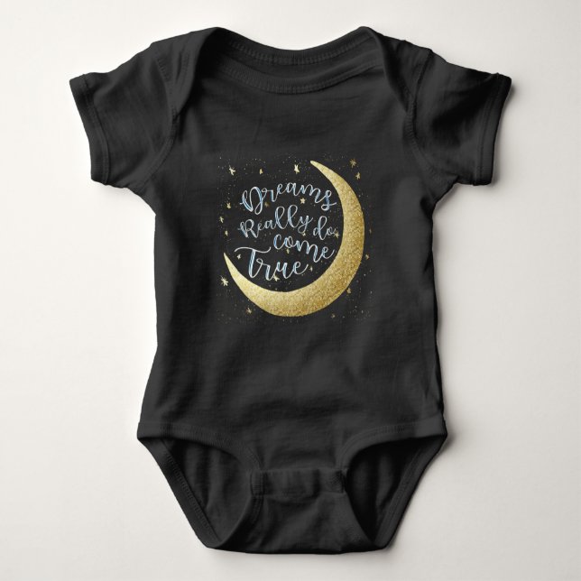 Dreams Really Do Come True Moon & Stars New Baby Bodysuit (Front)