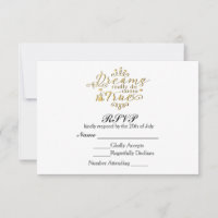 DREAMS REALLY DO COME TRUE RSVP Wedding Card