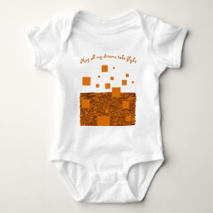 Dreams Take Flight Orange Floating Blocks Squares  Baby Bodysuit