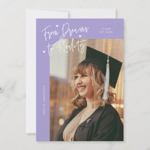 Dreams to Reality Curved Photo Lilac Grad Announcement