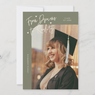Dreams to Reality Curved Photo Sage Green Grad Announcement