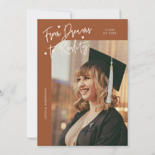 Dreams to Reality Curved Photo Terracotta Grad Announcement