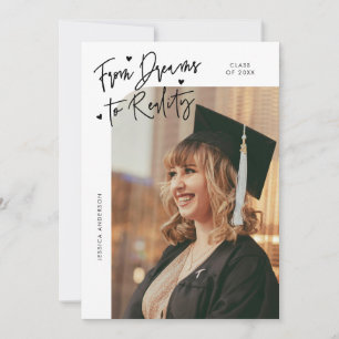Dreams to Reality Curved Photo White Grad Announcement