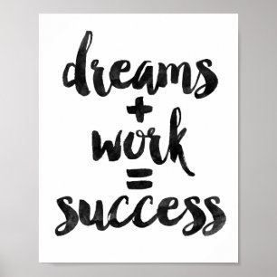 Dreams + Work = Success Poster