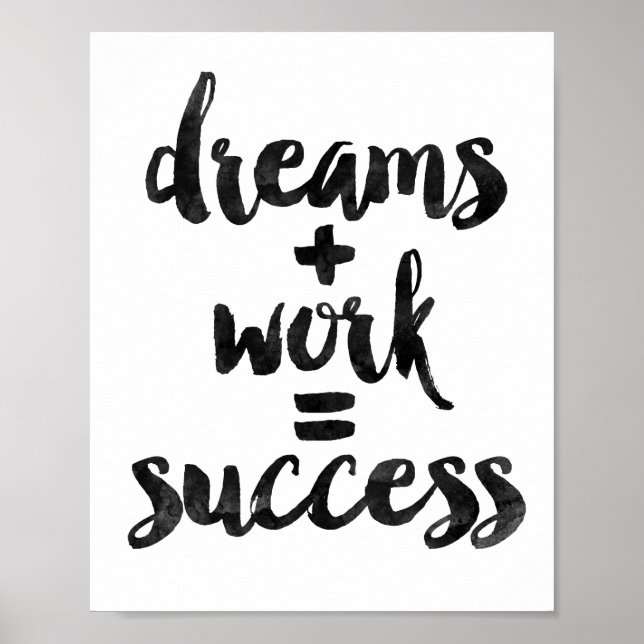 Dreams + Work = Success Poster (Front)