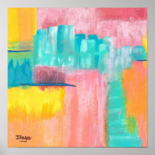 Dreamscape Abstract Art City Landscape Painting Poster