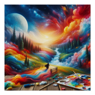  Dreamscape Abstract: Vibrant Digital Art Print 