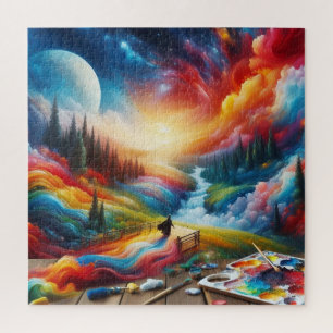  Dreamscape Abstract: Vibrant Digital Art Print  Jigsaw Puzzle