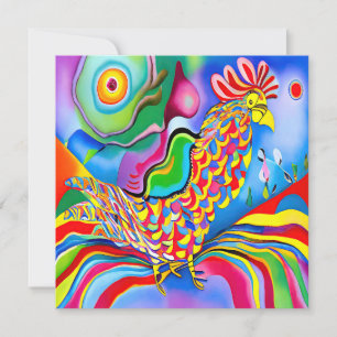 "Dreamscape Bird". A SQ surreal abstract cockerel  Card