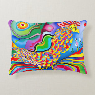 "Dreamscape Bird". A surreal abstract cockerel Decorative Cushion