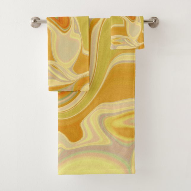 Dreamscape in Gold Bath Towel Set (Insitu)