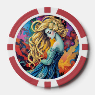 Dreamscape – vibrant surreal portrait art poker chips