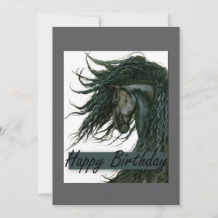 DreamWalker Friesian Horse Birthday by Bihrle Card