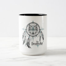 Dreamwalker Wolf Dreamcatcher Art Black and Teal