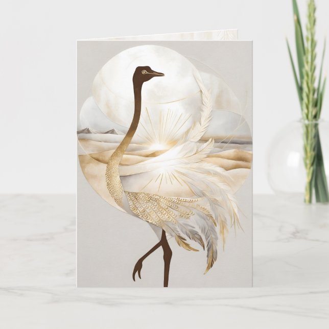 Dreamwoven Guardian Ostrich Greeting Card (Front)