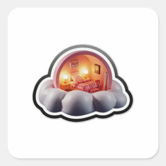 Dreamy 3D Bed on Clouds Aesthetic Room Sticker
