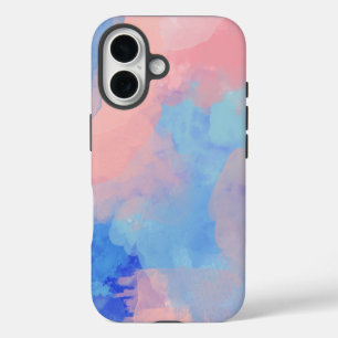 Dreamy Abstract Watercolor Clouds in Blue and Pink iPhone 16 Case