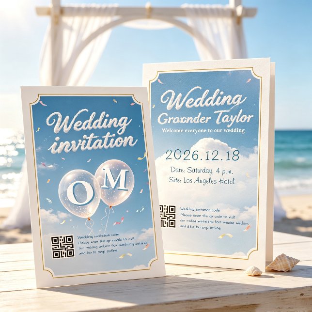 dreamy airy sky balloons wedding invitation (Creator Uploaded)