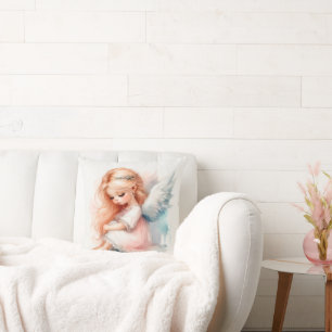 Dreamy angel girl pastel fairy art cushion