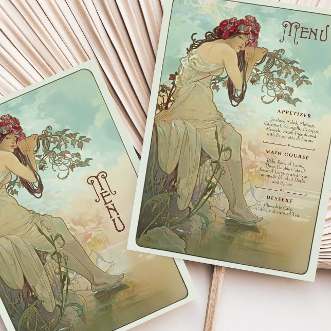 Dreamy Art Nouveau Wedding Menu Card (Creator Uploaded)