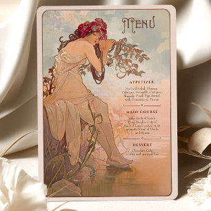 Dreamy Art Nouveau Wedding Menu Card