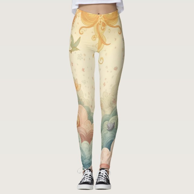 Dreamy Artistic Fantasy Aesthetic Print Leggings (Front)