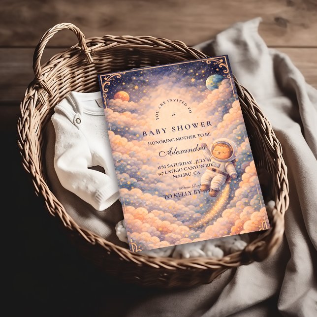 Dreamy Astronaut Cloudscape Baby Shower Invitation (Creator Uploaded)