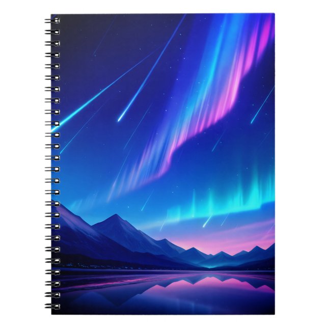 Dreamy Aurora & Shooting Stars Notebook (Front)