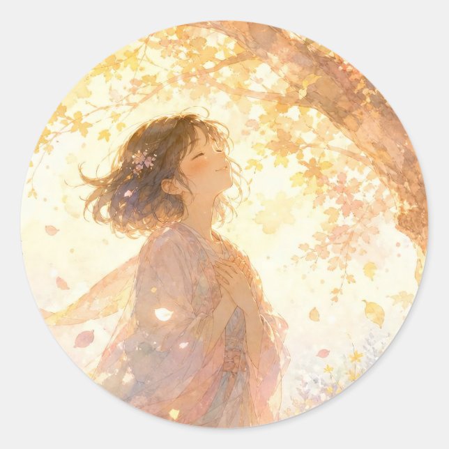 Dreamy Autumn Girl Sticker (Front)