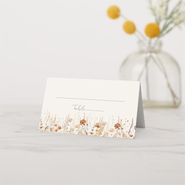 Dreamy Autumn Wildflower Wedding Place Card (Front)