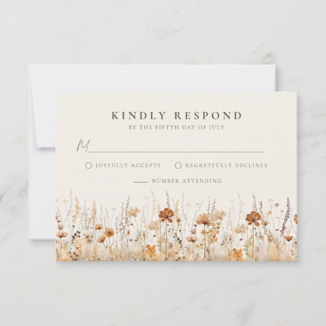 Dreamy Autumn Wildflower Wedding RSVP Card (Front)