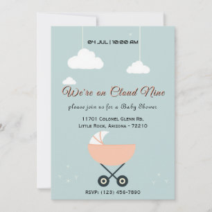 Dreamy Baby Shower Card with Cloud and Stroller
