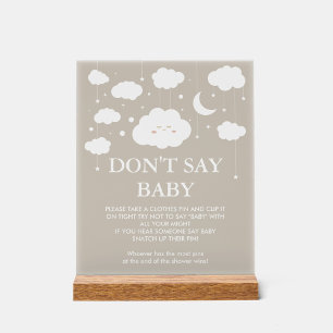 Dreamy Baby Shower Game Don't Say baby  Acrylic Sign