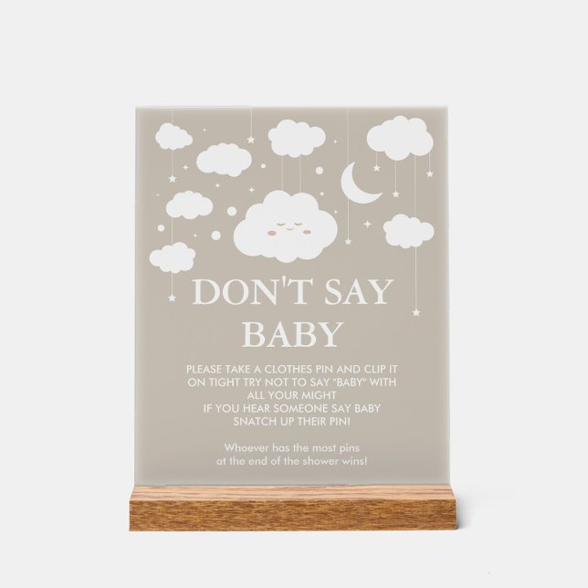 Dreamy Baby Shower Game Don't Say baby  Acrylic Sign (Creator Uploaded)