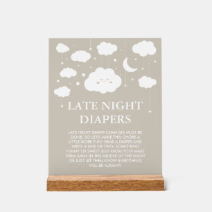 Dreamy Baby Shower Late Night Diapers Game  Acrylic Sign