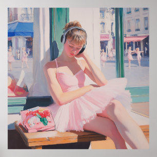 Dreamy Ballerina Moments: Soft Pastel Ballet Art Poster