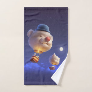 Dreamy Balloon Ride: Smiling Bichon Hot Air Balloo Hand Towel