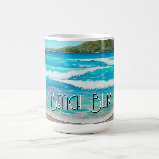 Dreamy Beach Blue Waves Painting Australia Coffee Mug (Center)