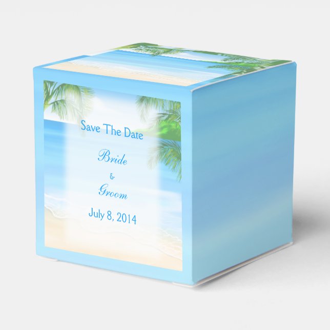 Dreamy Beach Wedding Save The Date Favour Box (Back Side)