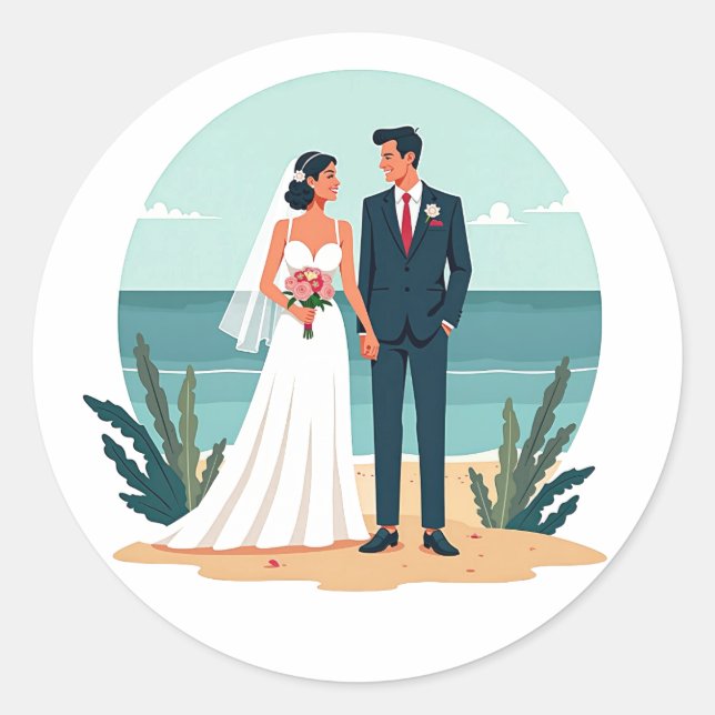 Dreamy Beach Wedding Sticker (Front)