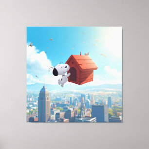 Dreamy Beagle Floating City Comic Illustration Canvas Print