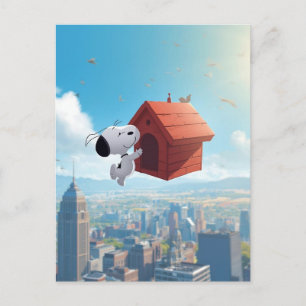 Dreamy Beagle Floating City Comic Illustration Holiday Postcard
