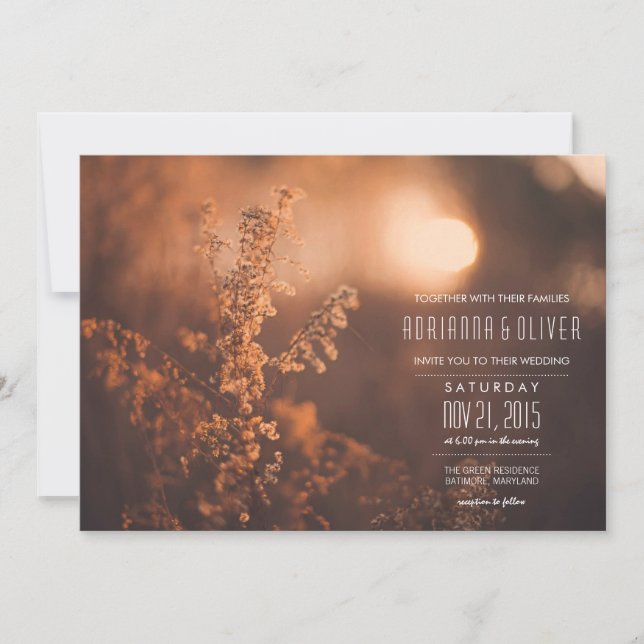Dreamy Beautiful Flowers | Sun | Wedding Invitation (Front)