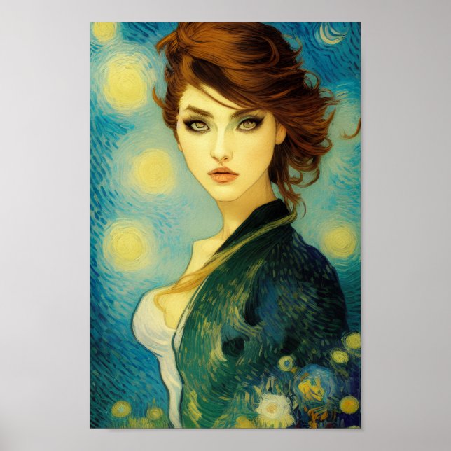 Dreamy Beautiful Woman's Portrait Art - Exotic Art Poster (Front)