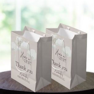 Dreamy Beige Neutral Heaven Sent Gender Reveal Medium Gift Bag