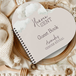Dreamy Beige Neutral Heaven Sent Gender Reveal Notebook