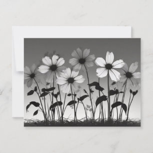 Dreamy Black and White Floral Shadows Postcard