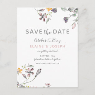 dreamy blooms blush floral wedding save the date announcement postcard