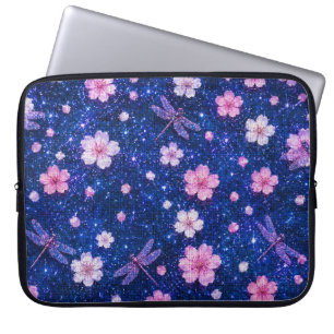 Dreamy Blossom Night With Cherry flowers Laptop Sleeve